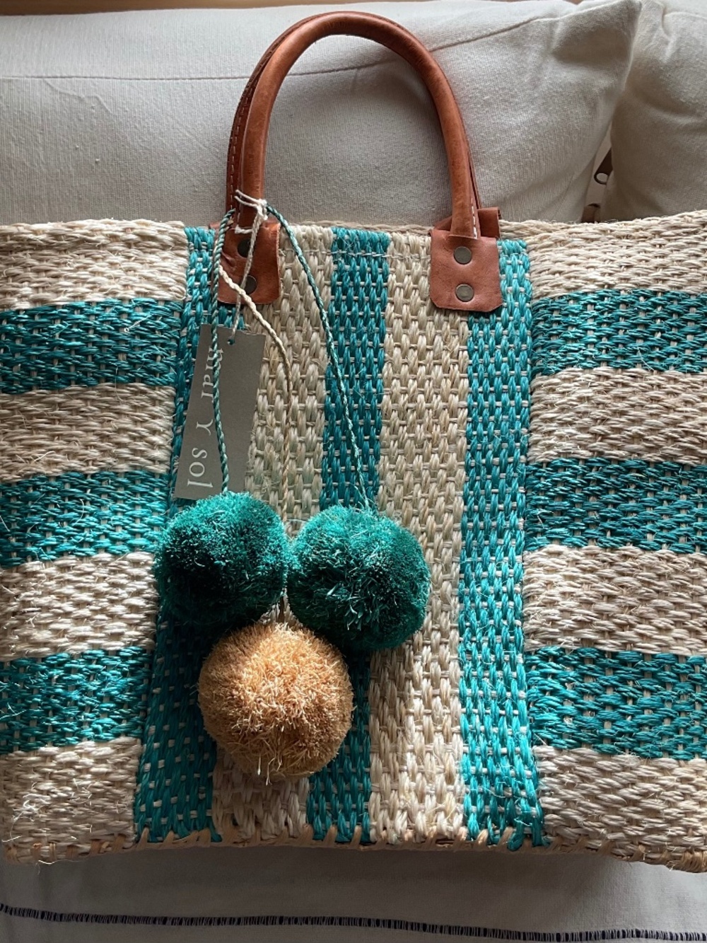 Mar Y Sol bag, green stripe NEW